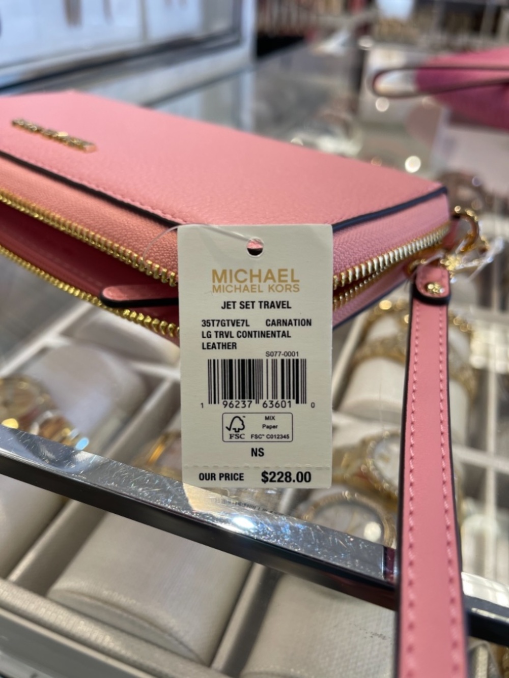 MICHAEL KORS Jet Set Travel Large Pebbled Leather Continental Wristlet Wallet Ph - Picture 8 of 16